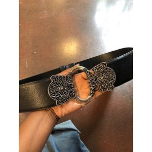 Chicos Black Buckle Large Genuinely Leather Belt